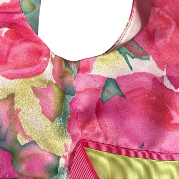 Youth Floral Satin Summer Spring Sleeveless Scoop Neck Sundress - Picture 13 of 14